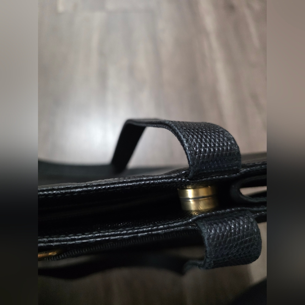 SALVATORE FERRAGAMO REPTILE vara Bow Black Tote Bag Y2K Gold Quiet Luxury Preppy - Picture 8 of 16